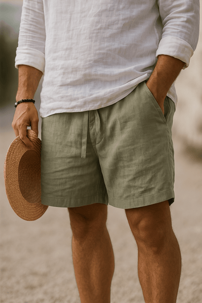Men's shorts made from a breathable cotton-linen blend, featuring a relaxed fit ideal for summer comfort and casual outings. 4