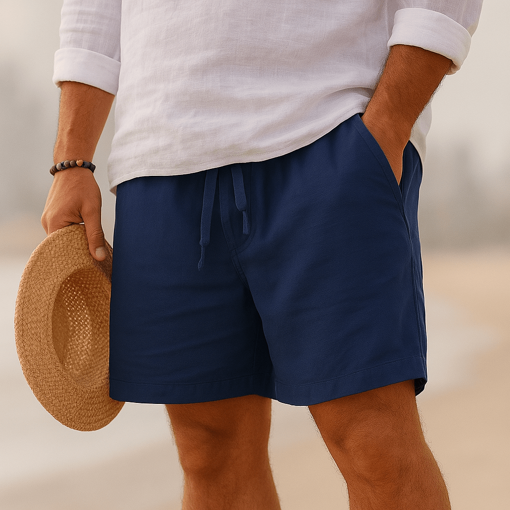 Men's shorts made from a breathable cotton-linen blend, featuring a relaxed fit ideal for summer comfort and casual outings. 3