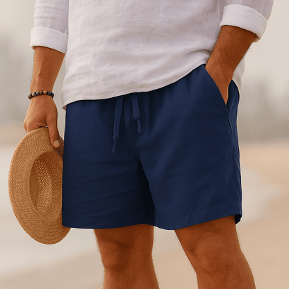 Men's shorts made from a breathable cotton-linen blend, featuring a relaxed fit ideal for summer comfort and casual outings. 3