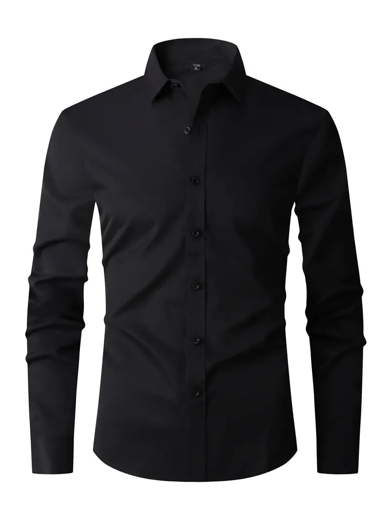 Men's slim fit shirt featuring a button closure, designed for a modern versatile look suitable for casual or semi-formal occasions. 4