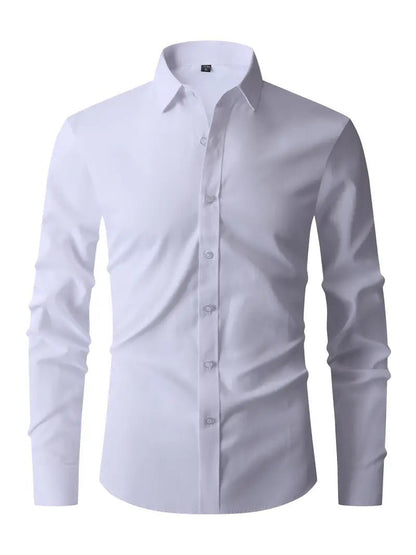 Men's slim fit shirt featuring a button closure, designed for a modern versatile look suitable for casual or semi-formal occasions. 1