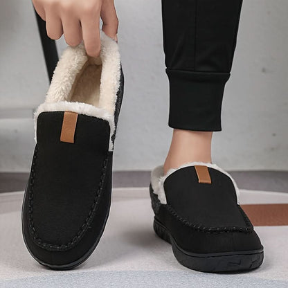 Men's slippers featuring a classic loafer design made with warm synthetic wool, perfect for winter comfort and relaxation. 5