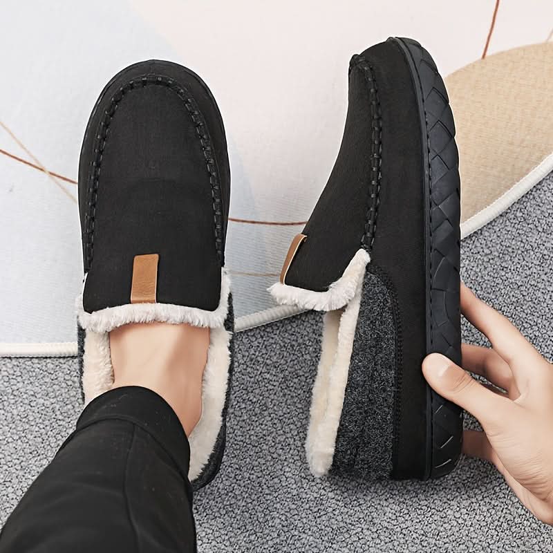 Men's slippers featuring a classic loafer design made with warm synthetic wool, perfect for winter comfort and relaxation. 4