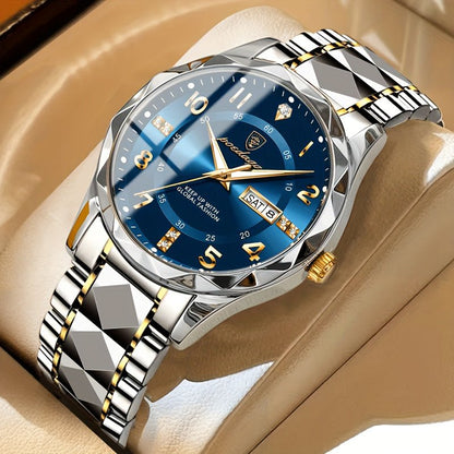 Men's sports watch featuring a dual display and chronograph function, designed in a sleek waterproof silver finish, ideal for active lifestyles. 4