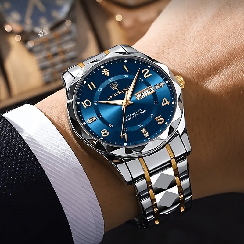 Men's sports watch featuring a dual display and chronograph function, designed in a sleek waterproof silver finish, ideal for active lifestyles. 3