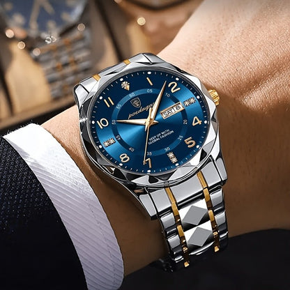 Men's sports watch featuring a dual display and chronograph function, designed in a sleek waterproof silver finish, ideal for active lifestyles. 3