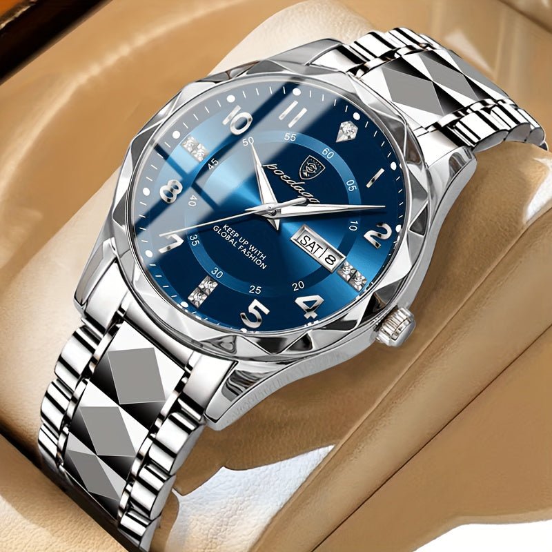 Men's sports watch featuring a dual display and chronograph function, designed in a sleek waterproof silver finish, ideal for active lifestyles. 7