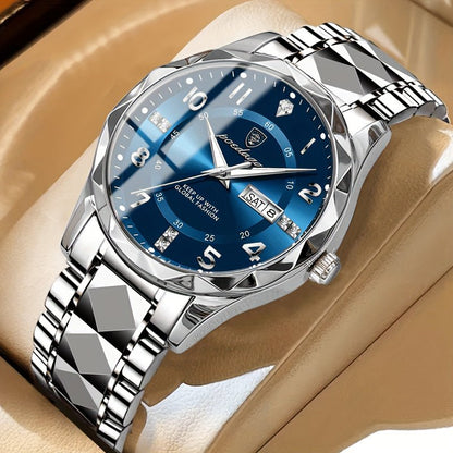 Men's sports watch featuring a dual display and chronograph function, designed in a sleek waterproof silver finish, ideal for active lifestyles. 7