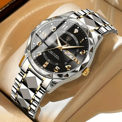 Men's sports watch featuring a dual display and chronograph function, designed in a sleek waterproof silver finish, ideal for active lifestyles. 2
