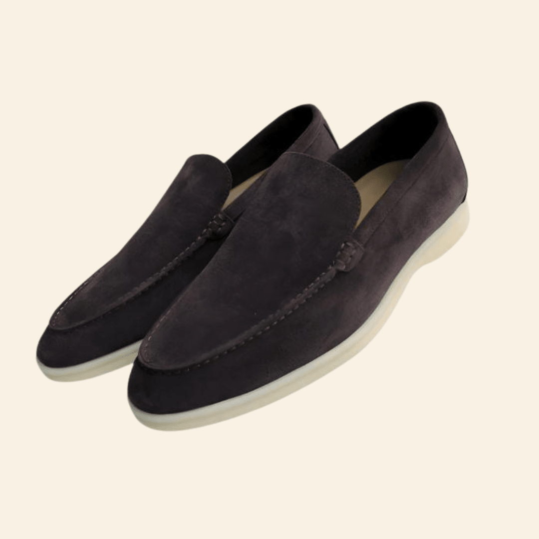 Men's brown suede loafers featuring a comfortable fit and classic design, ideal for both casual and formal wear, slip-on style for easy wear. 6