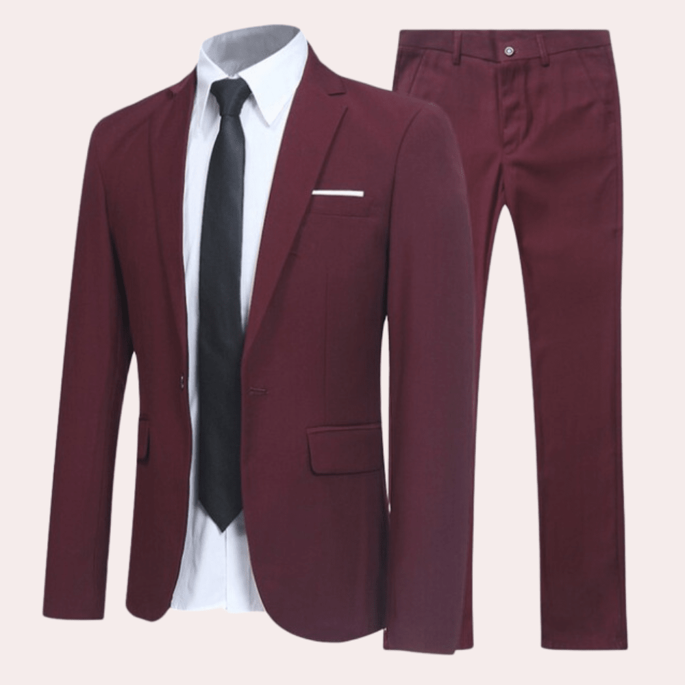 Men's black modern cut two-piece suit set, perfect for formal business events, featuring a tailored fit and elegant design. 3