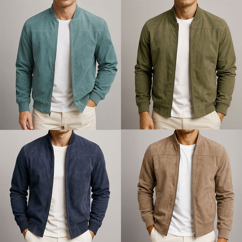 Men's summer jacket featuring a suede look finish, lightweight design, and modern fit, crafted from durable polyester for a stylish and comfortable wear. 6