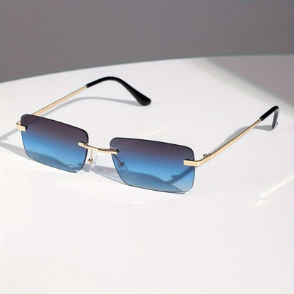 Men's sunglasses featuring a lightweight metal frame and frameless design, providing UV protection for stylish and comfortable outdoor wear. 1