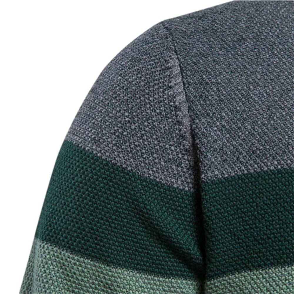 Men's blue sweater made from soft-knit fabric, featuring a classic elegant design for comfortable warmth and style. 4