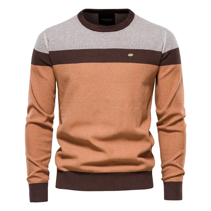 Men's blue sweater made from soft-knit fabric, featuring a classic elegant design for comfortable warmth and style. 6