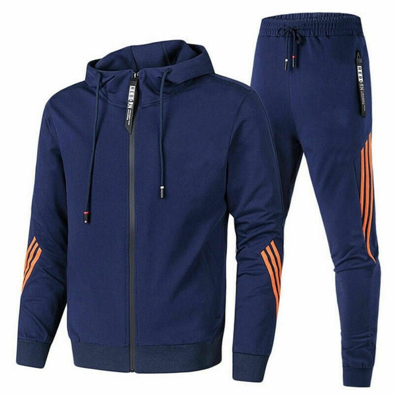 Men's tracksuit featuring breathable fabric, designed for sports and casual wear, crafted from a blend of cotton and polyester with a modern design. 0