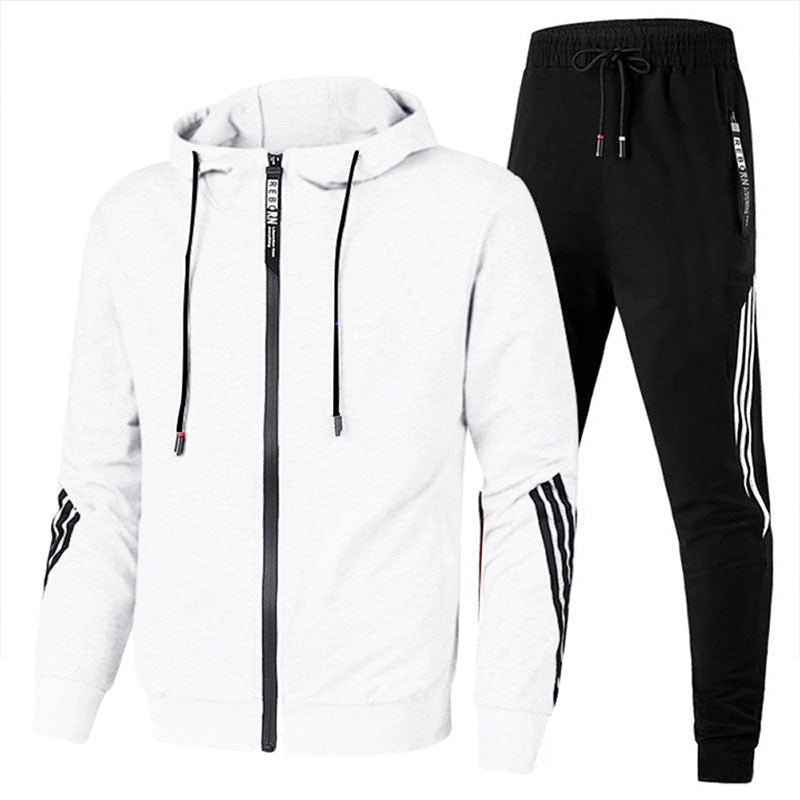 Men's tracksuit featuring breathable fabric, designed for sports and casual wear, crafted from a blend of cotton and polyester with a modern design. 2