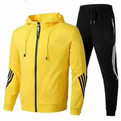 Men's tracksuit featuring breathable fabric, designed for sports and casual wear, crafted from a blend of cotton and polyester with a modern design. 5