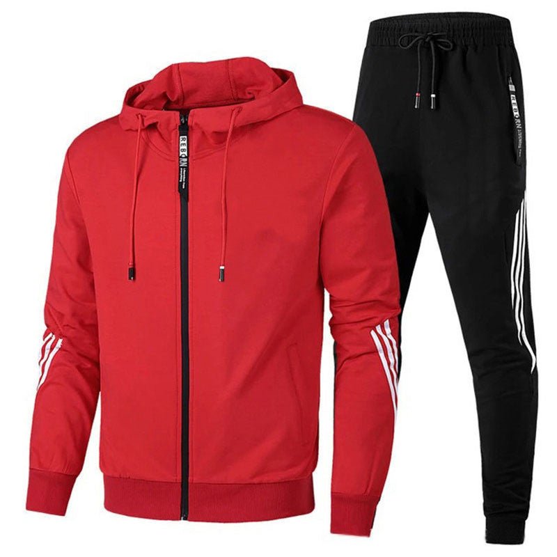 Men's tracksuit featuring breathable fabric, designed for sports and casual wear, crafted from a blend of cotton and polyester with a modern design. 4