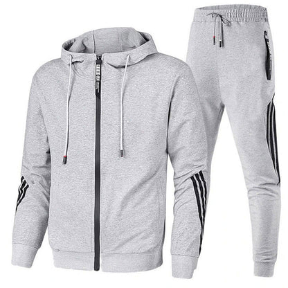 Men's tracksuit featuring breathable fabric, designed for sports and casual wear, crafted from a blend of cotton and polyester with a modern design. 1