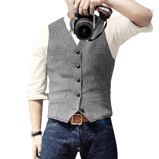 Men's waistcoat featuring timeless elegance and easy maintenance, crafted from high-quality fabric, perfect for versatile styling in formal and casual settings. 3