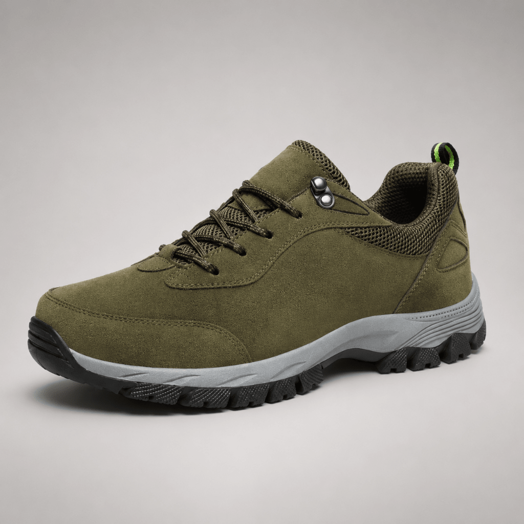 Men's water-resistant hiking shoes featuring a slip-resistant sole, designed for outdoor trails with lightweight comfort and durability. 1