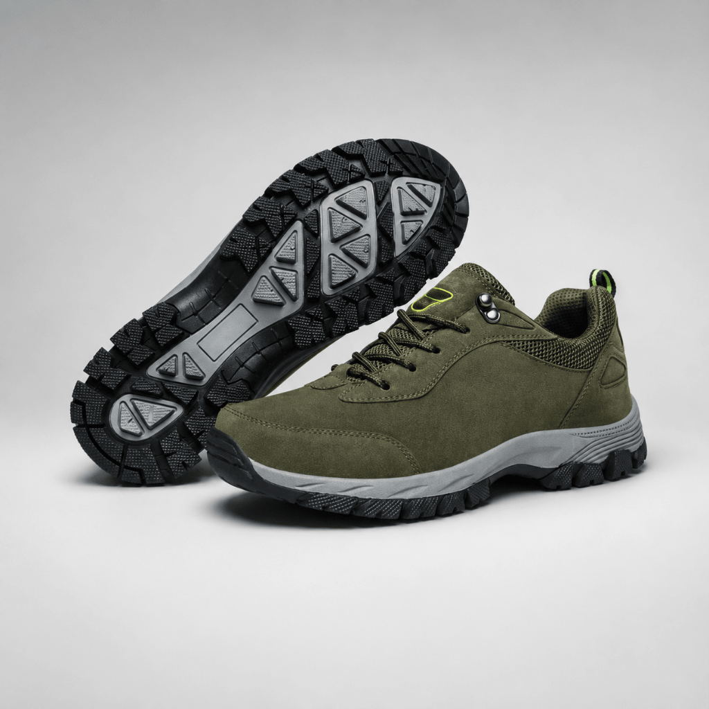 Men's water-resistant hiking shoes featuring a slip-resistant sole, designed for outdoor trails with lightweight comfort and durability. 4