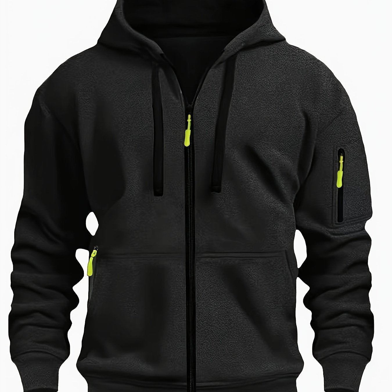 Men's zip-up hoodie featuring a cozy hood and durable zipper, crafted from 100% polyester for ultimate comfort during fall and winter. 17