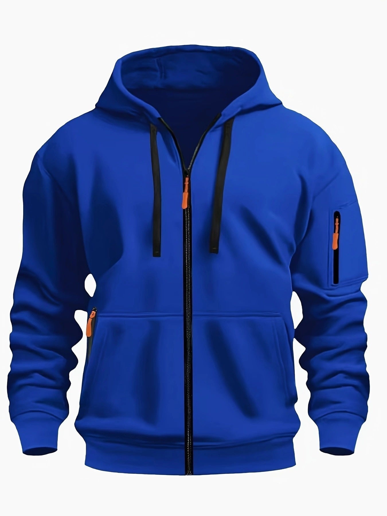 Men's zip-up hoodie featuring a cozy hood and durable zipper, crafted from 100% polyester for ultimate comfort during fall and winter. 5
