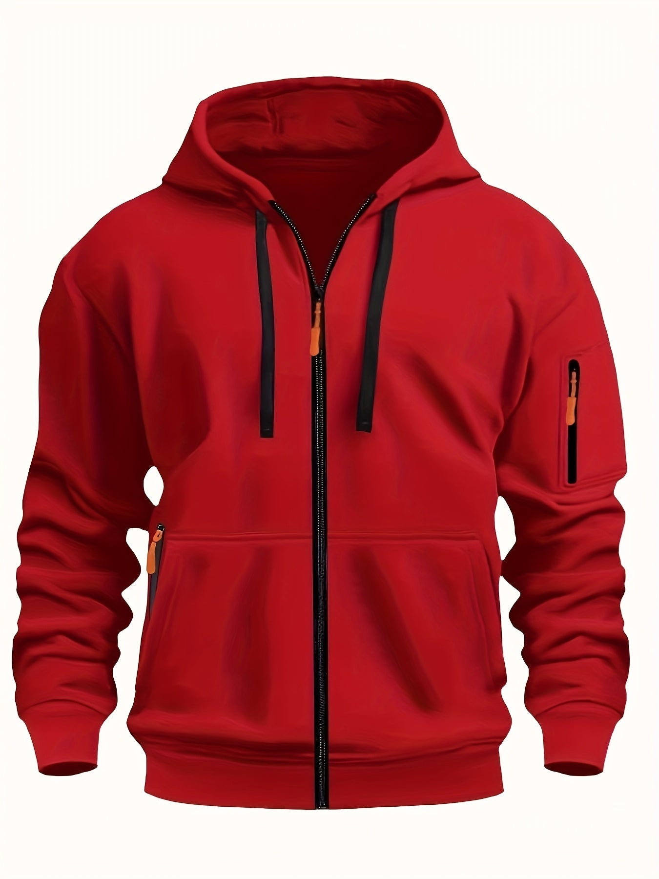 Men's zip-up hoodie featuring a cozy hood and durable zipper, crafted from 100% polyester for ultimate comfort during fall and winter. 6