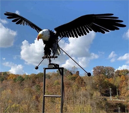 Metal Bird Wind Spinner Garden Ornament featuring moving wings, crafted from weather-resistant metal for durable outdoor decor, ideal for enhancing garden aesthetics. 0