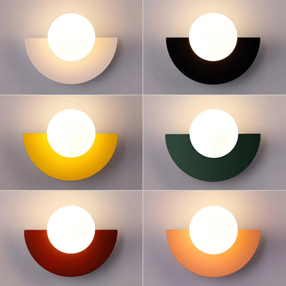 Mid-Century LED Wall Lamp featuring a stylish half-circle design, available in versatile color options to enhance any modern decor. 2