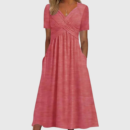 Midi dress featuring a flattering A-line silhouette and tummy control for women, designed with versatile long sleeves, perfect for any occasion. 3