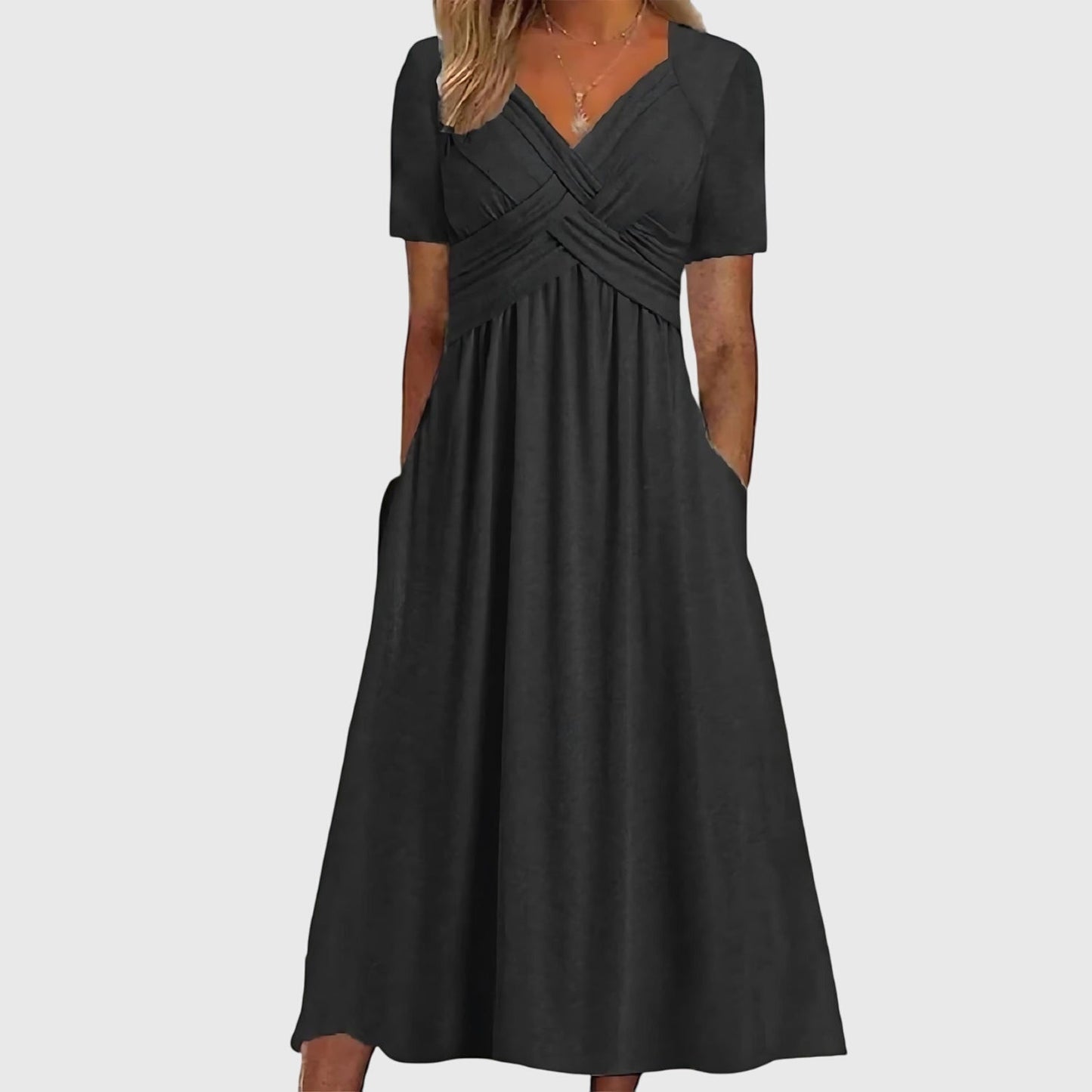 Midi dress featuring a tummy control design and a flattering A-line silhouette, perfect for versatile occasions and enhancing your figure. 4