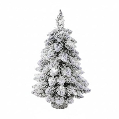 Mini Christmas tree with LED lights and snow effect, 45 cm tall, perfect for compact table decor and holiday decorations. 1