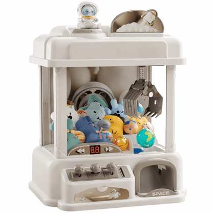 Mini claw machine toy for kids featuring coin-operated functionality, designed as an arcade claw game that dispenses plush prizes, perfect for home play and entertainment. 5
