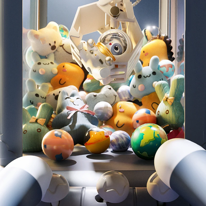 Mini claw machine toy for kids featuring coin-operated functionality, designed as an arcade claw game that dispenses plush prizes, perfect for home play and entertainment. 3