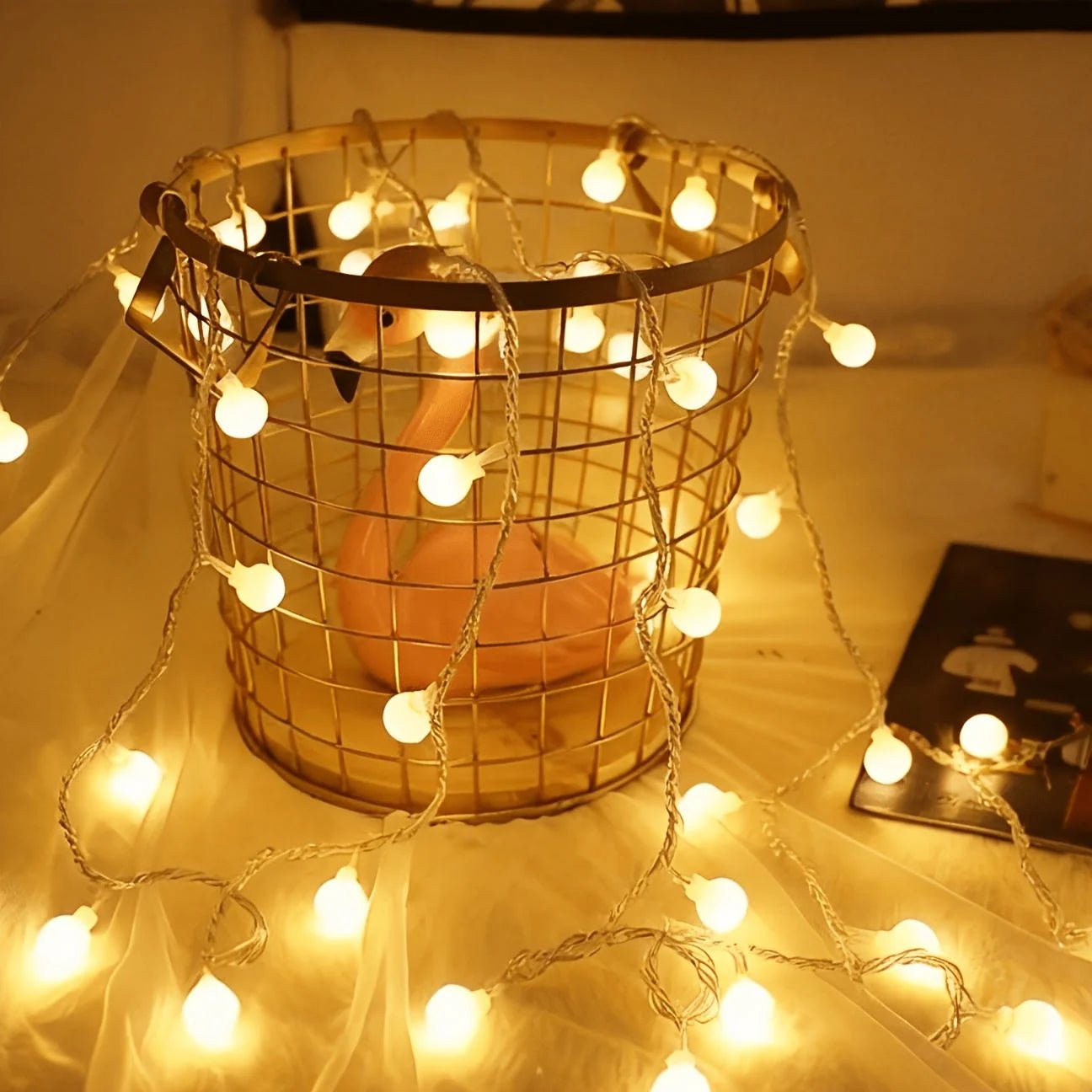 Mini globe fairy lights battery operated with warm white LED, decorative string lights available in 150cm and 300cm lengths, perfect for home decor and 0