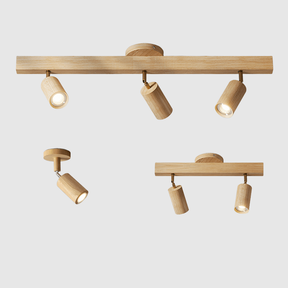 Minimalist Ceiling Lamp with Adjustable Light – Natural Wood Scandinavian Design – Ø30cm 2