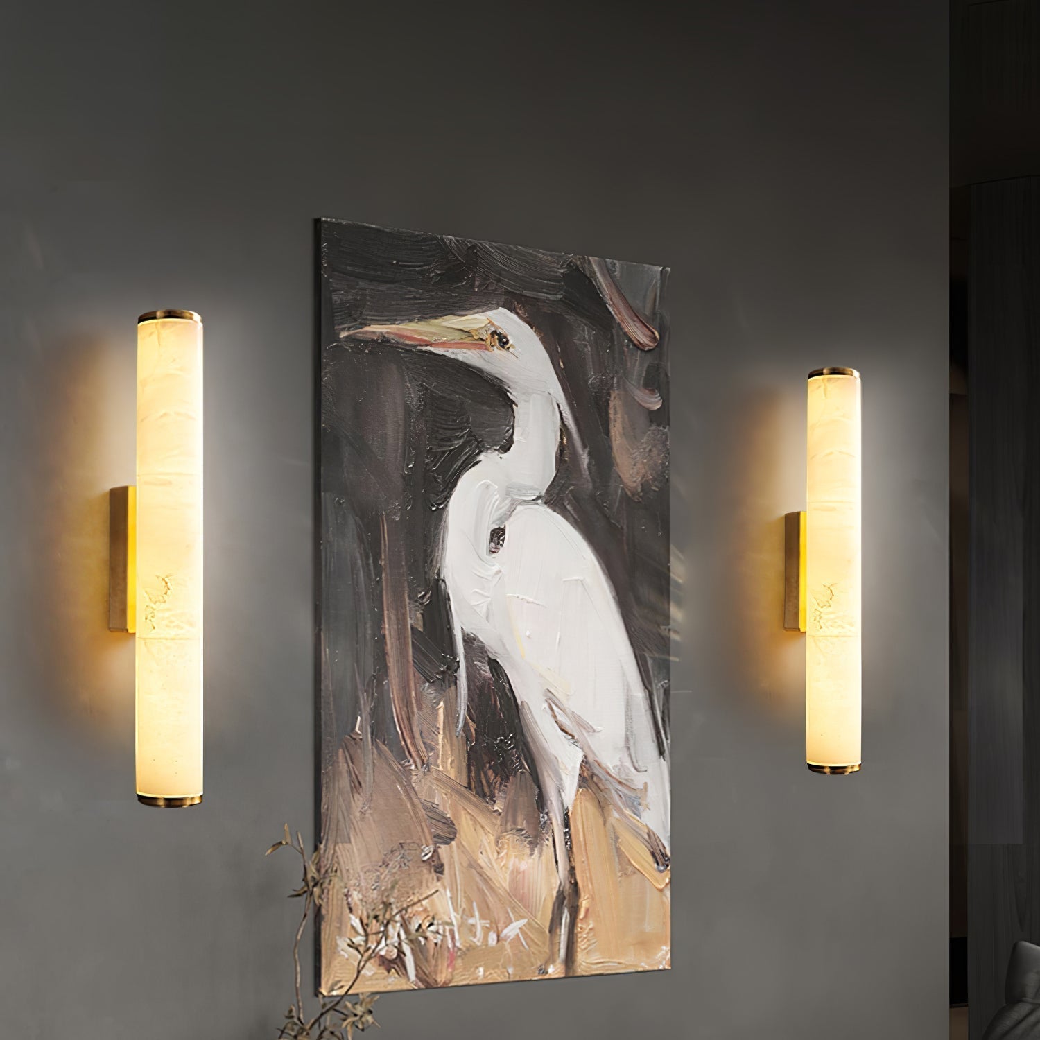 Minimalist LED wall lamp featuring integrated lighting and a stylish marble accent, designed for modern indoor spaces. 7
