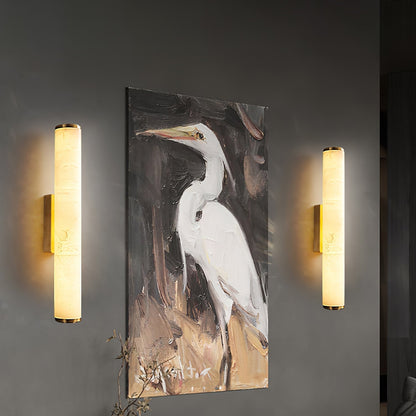 Minimalist LED wall lamp featuring integrated lighting and a stylish marble accent, designed for modern indoor spaces. 7