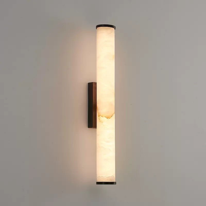 Minimalist LED wall lamp featuring integrated lighting and a stylish marble accent, designed for modern indoor spaces. 9