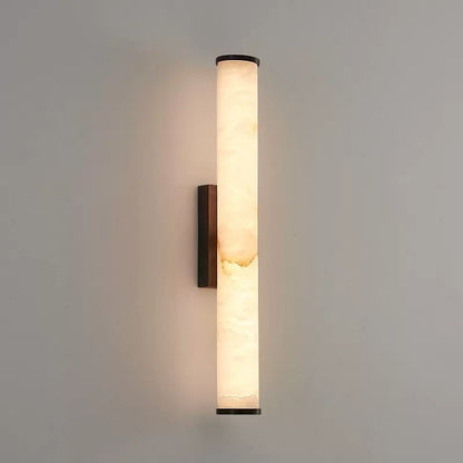 Minimalist LED wall lamp featuring integrated lighting and a stylish marble accent, designed for modern indoor spaces. 9