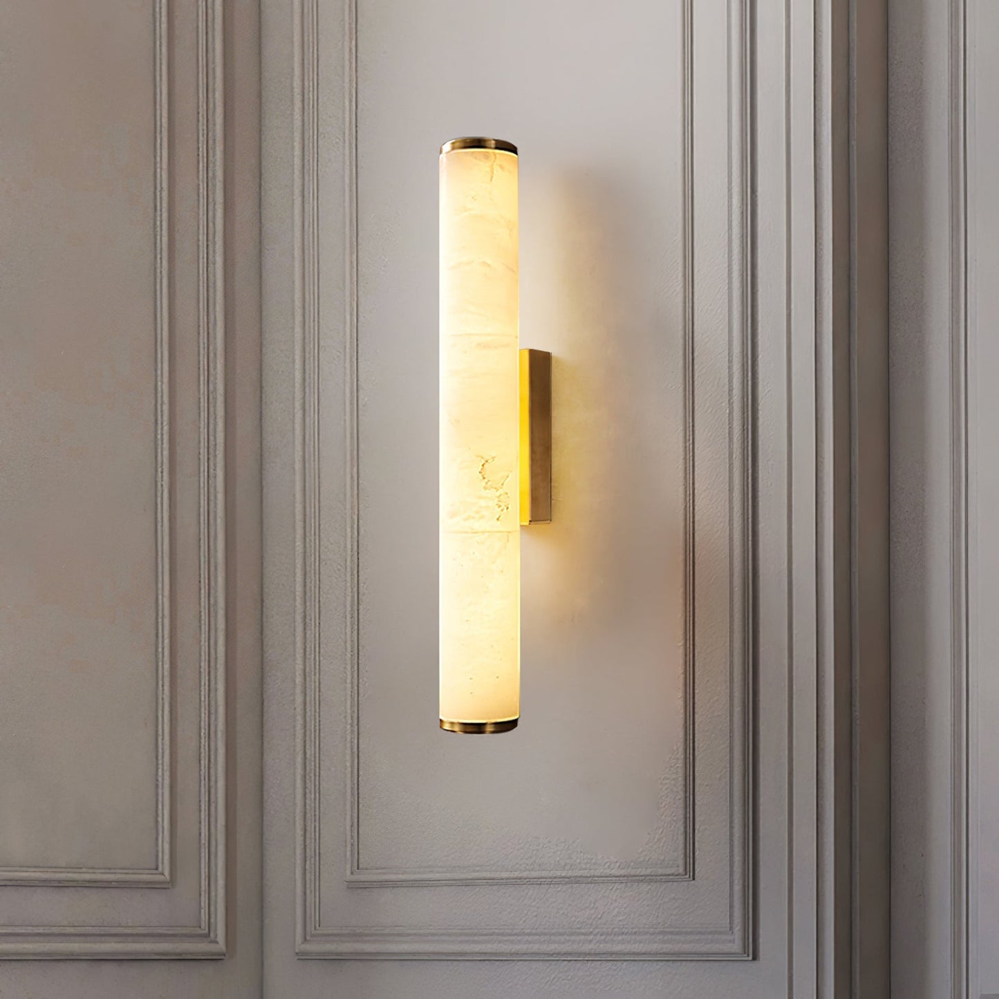 Minimalist LED wall lamp featuring integrated lighting and a stylish marble accent, designed for modern indoor spaces. 8