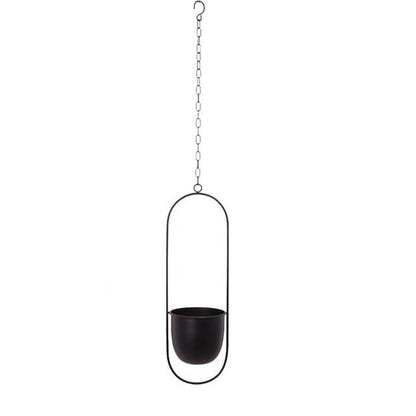 Minimalist plant hanger for hanging pots, featuring a modern metal design perfect for indoor use, showcasing versatility for various decor styles. 4