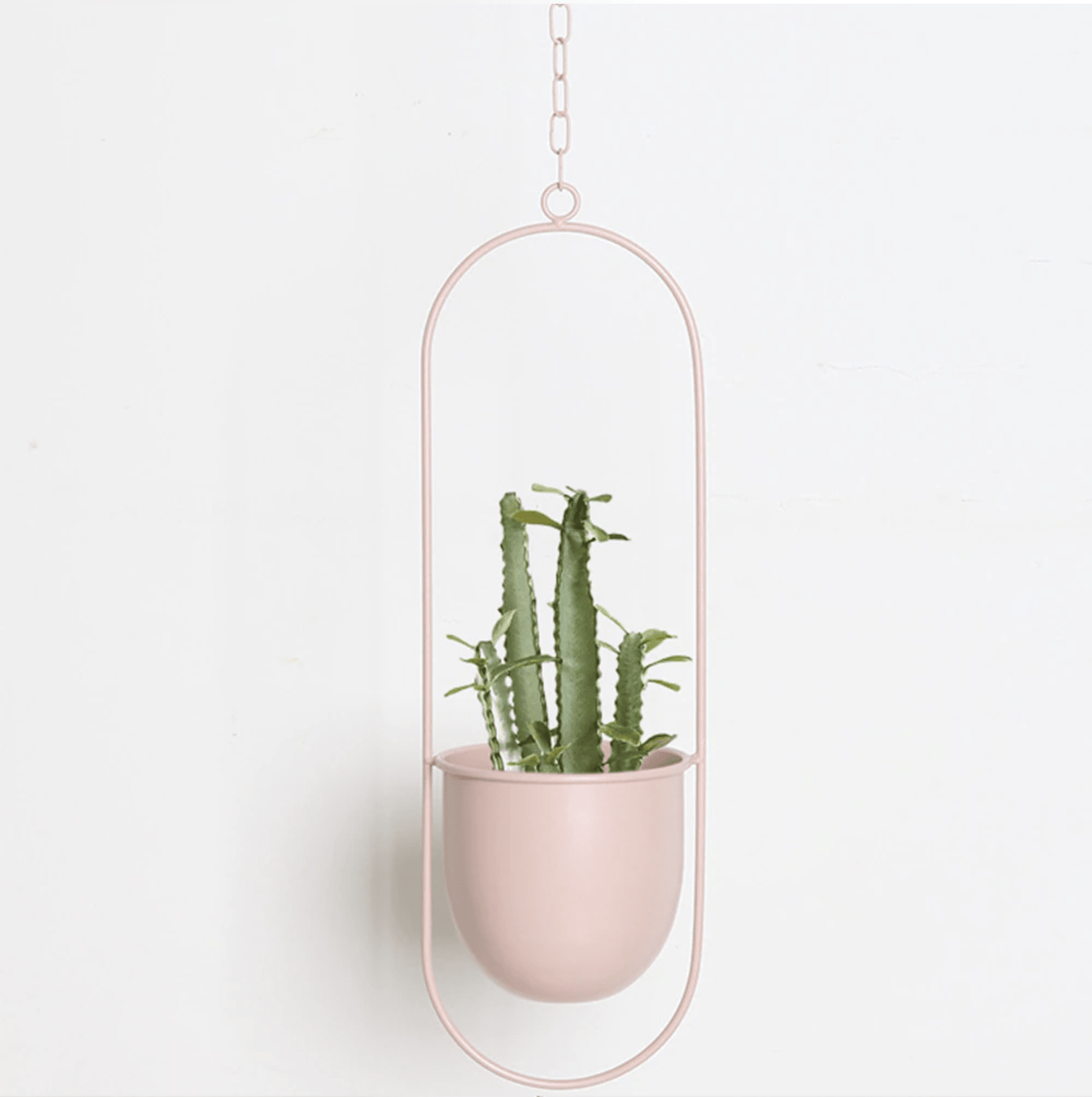 Minimalist plant hanger for hanging pots, featuring a modern metal design perfect for indoor use, showcasing versatility for various decor styles. 6