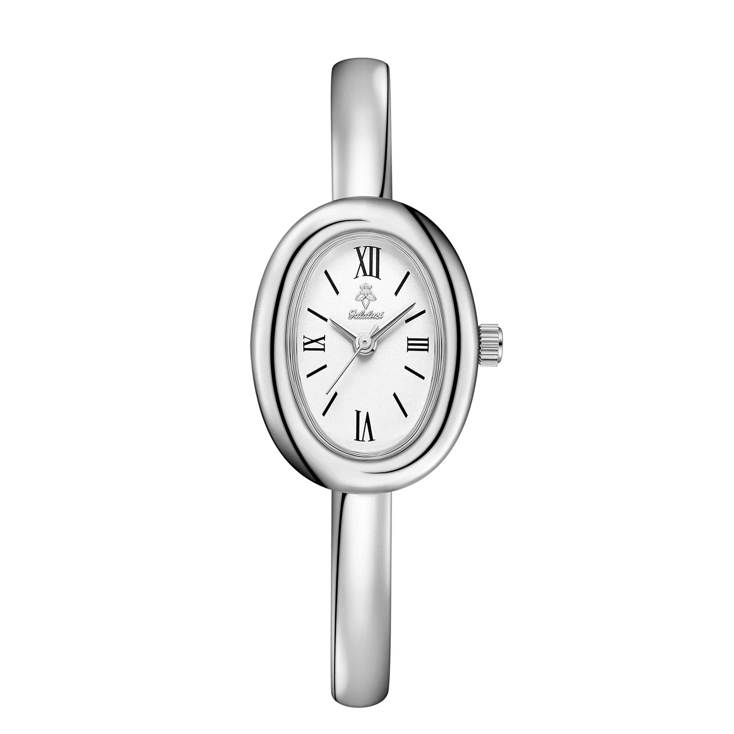 Minimalist women's watch featuring a golden glow dial and sleek stainless steel bracelet, perfect for everyday elegance. 2