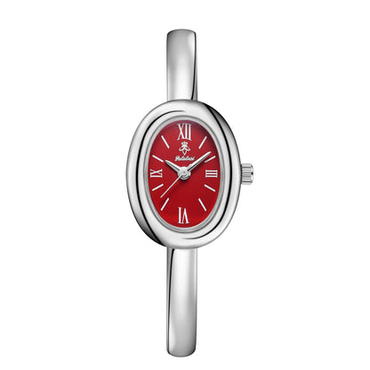 Minimalist women's watch featuring a golden glow dial and sleek stainless steel bracelet, perfect for everyday elegance. 4