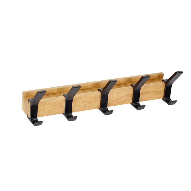 Mobile Wall Hanger with Movable Hooks in a sleek minimalist design, featuring black rubber wood and aluminum, perfect for organizing coats, bags, and accessories 3