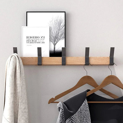 Mobile Wall Hanger with Movable Hooks in a sleek minimalist design, featuring black rubber wood and aluminum, perfect for organizing coats, bags, and accessories 2